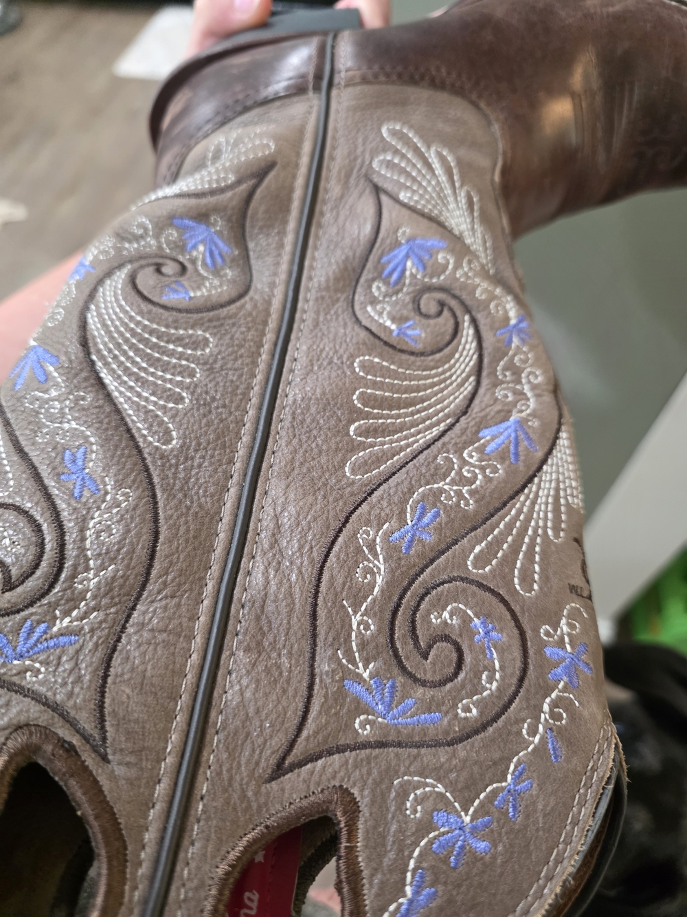 Tony Lama RR2016L Women's Western Boots Embroidered Brown Cowboy Boots - Picture 3 of 5